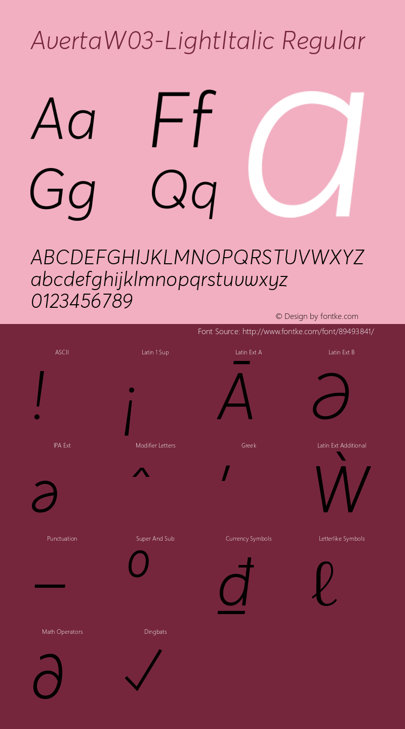 Averta W03 Light Italic Version 1.20图片样张