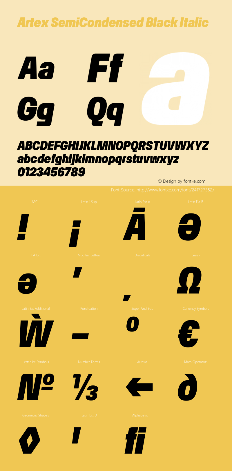 Artex SemiCondensed Black Italic Version 1.005图片样张