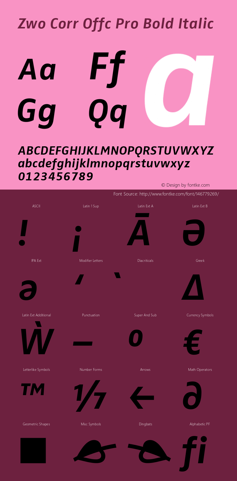 Zwo Corr Offc Pro Bold Italic Version 7.504; 2010; Build 1023图片样张
