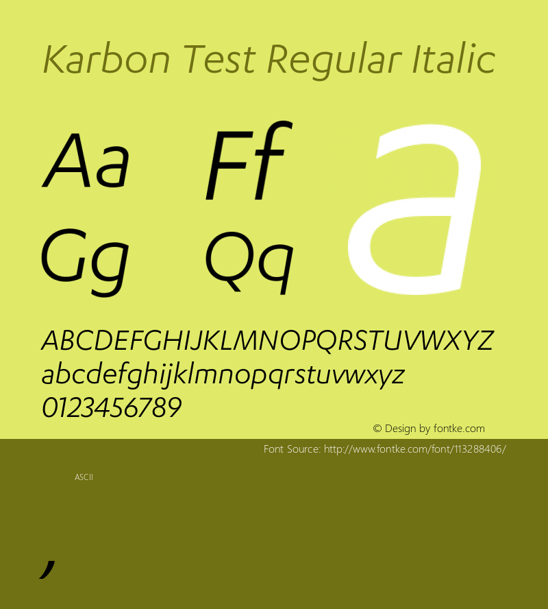 Karbon-RegularItalicTest Version 1.005;PS 001.001;hotconv 16.6.54;makeotf.lib2.5.65590;0图片样张