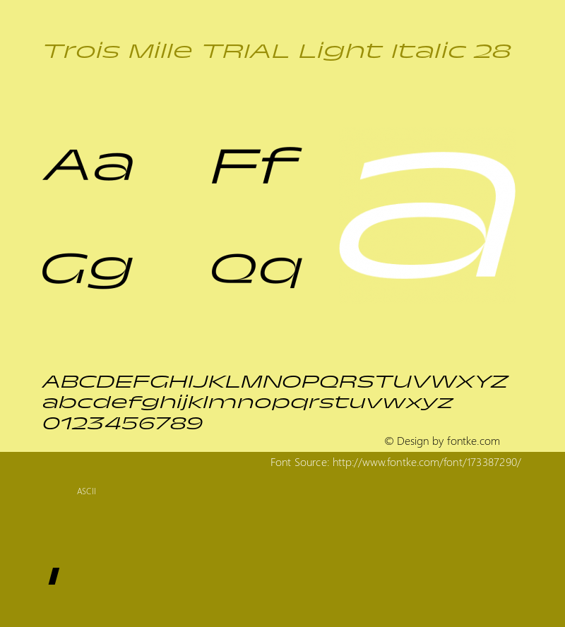 Trois Mille TRIAL Light Itl 28 Version 1.000;hotconv 1.0.109;makeotfexe 2.5.65596图片样张