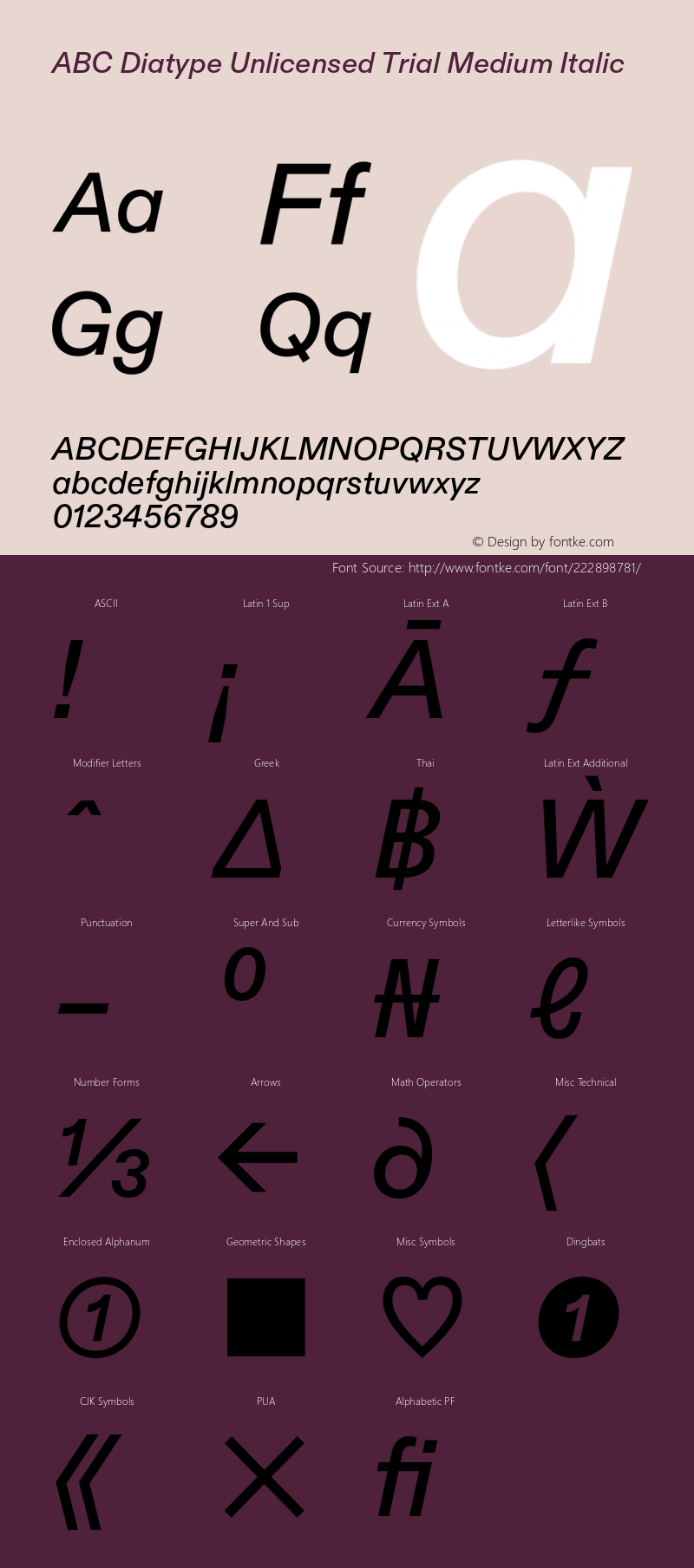 ABC Diatype Unlicensed Trial Medium Italic Version 1.100;Unlicensed Trial图片样张