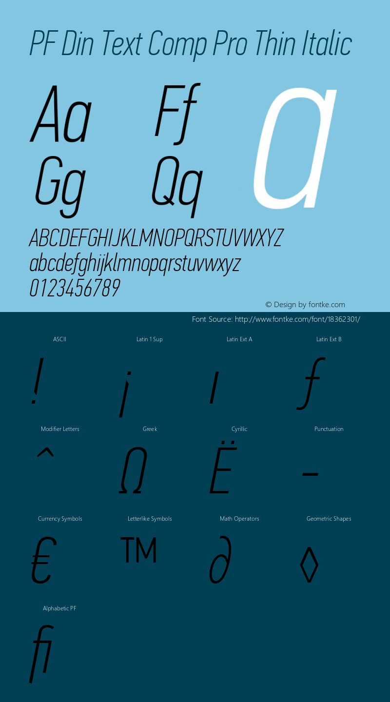 PF Din Text Comp Pro Thin Italic Version 2.005 2005图片样张