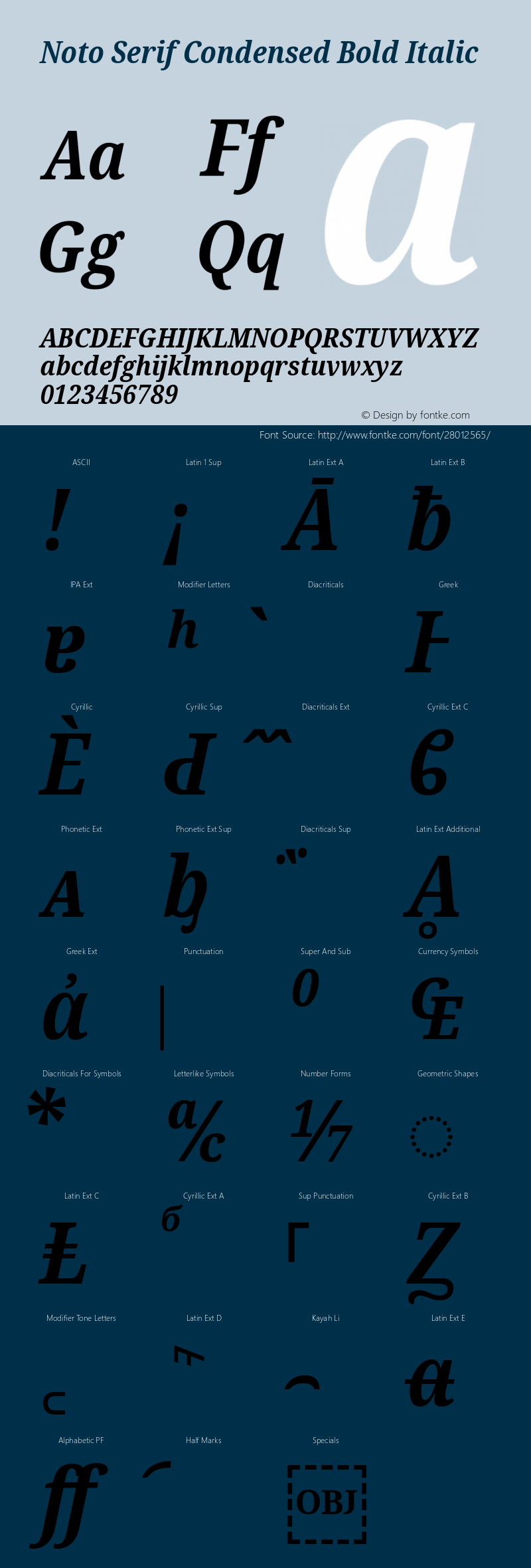 Noto Serif Condensed Bold Italic Version 2.001; ttfautohint (v1.8.2)图片样张