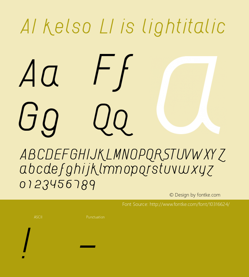 AI kelso LI is lightitalic Macromedia Fontographer 4.1 1/10/2006图片样张