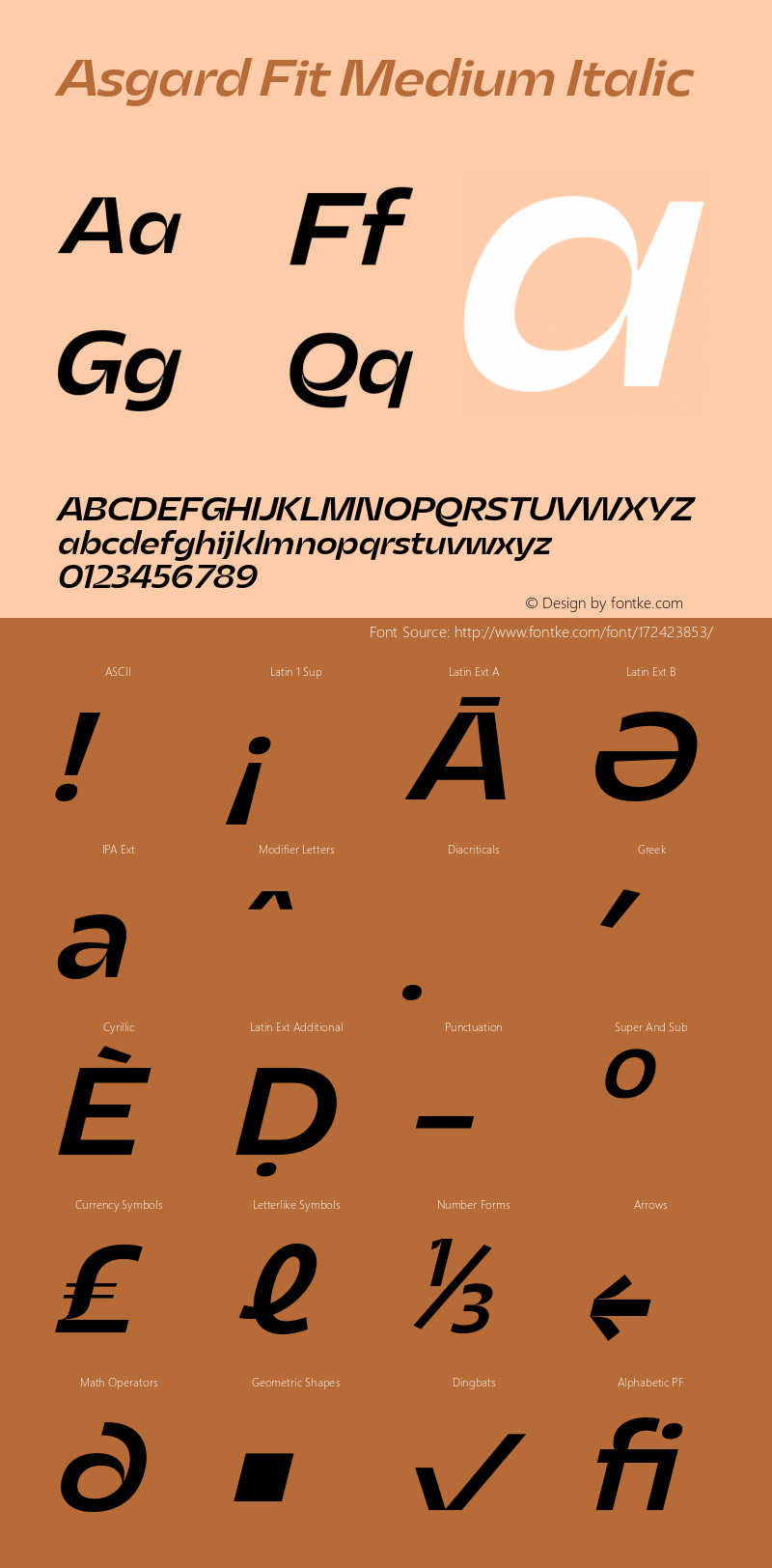 Asgard Fit Medium Italic Version 2.003;FEAKit 1.0图片样张