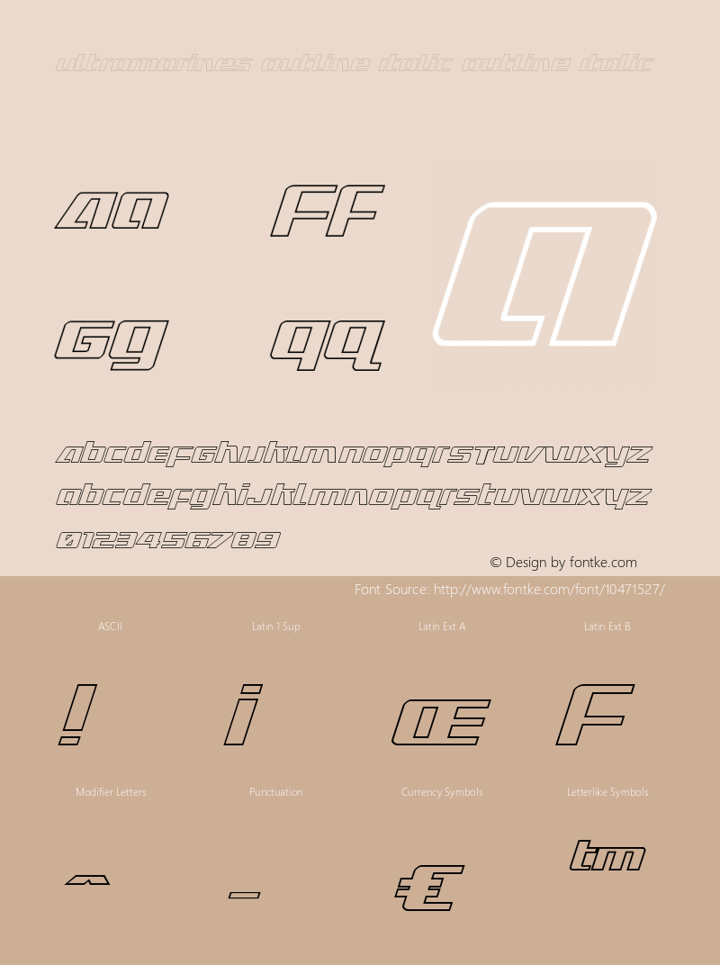 Ultramarines Outline Italic Outline Italic Version 1.0; 2013图片样张