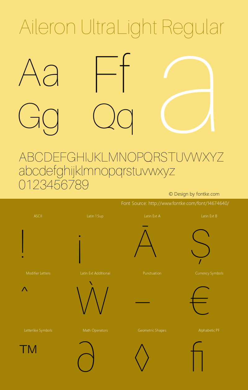 Aileron UltraLight Regular Version 1.102;PS 001.102;hotconv 1.0.70;makeotf.lib2.5.58329图片样张