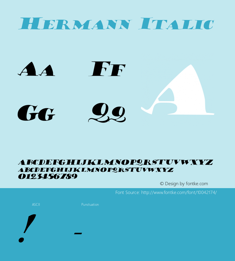 Hermann Italic The IMSI MasterFonts Collection, tm 1995, 1996 IMSI (International Microcomputer Software Inc.)图片样张