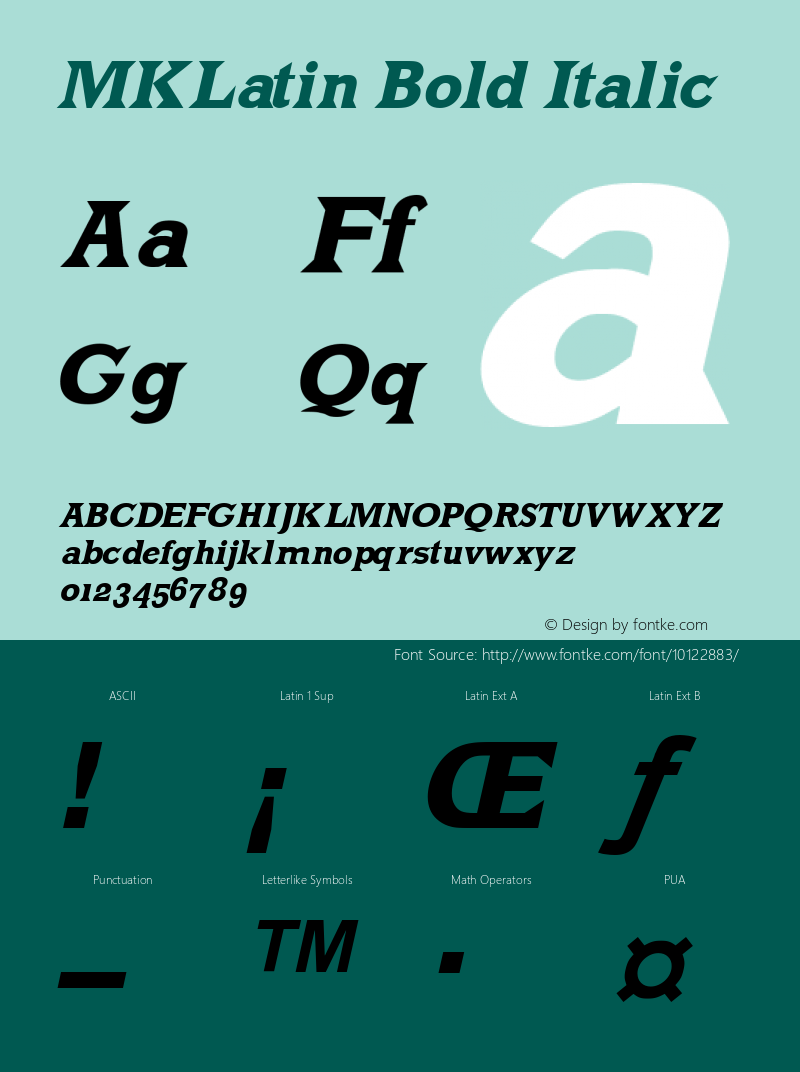 MKLatin Bold Italic 1.0 2003-12-29图片样张