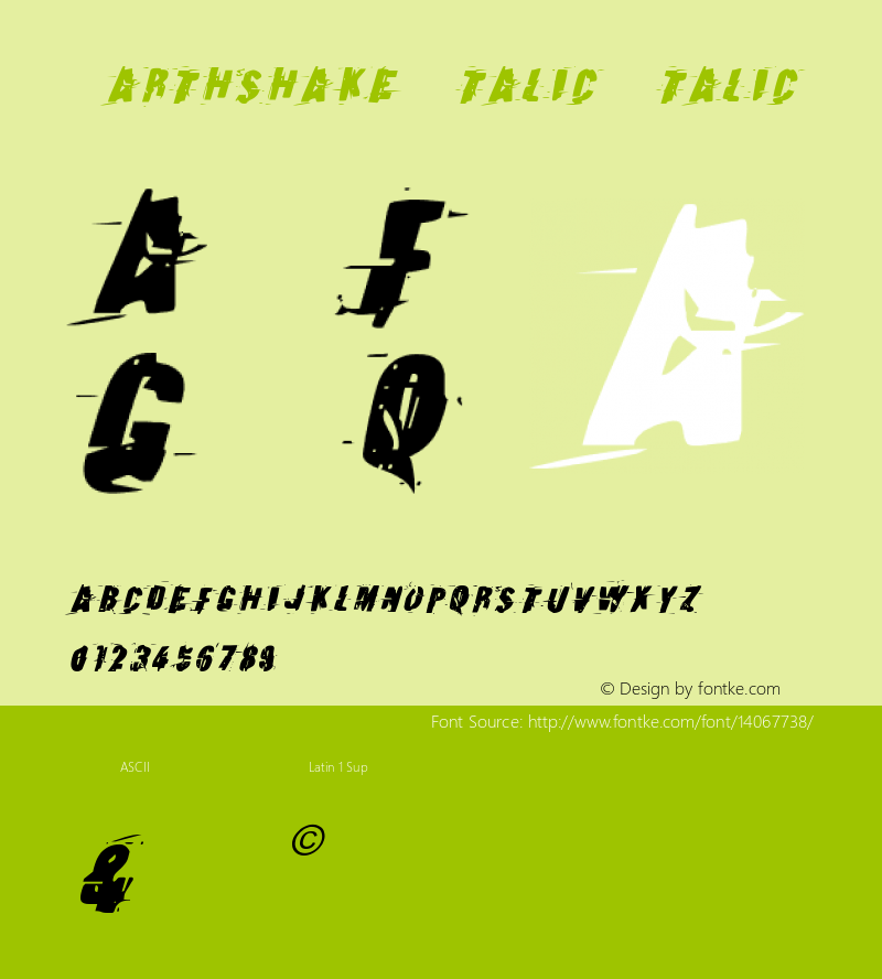 Earthshake Italic Italic Version 1.0; 2012图片样张