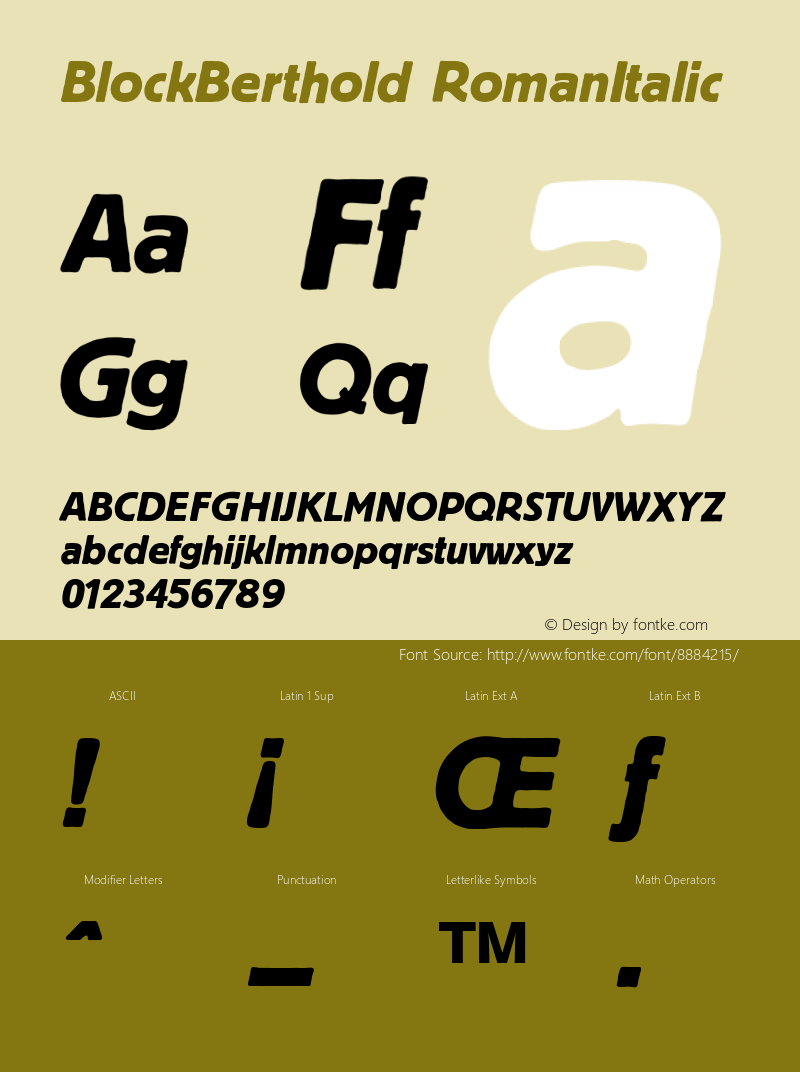 BlockBerthold RomanItalic Version 1.00图片样张