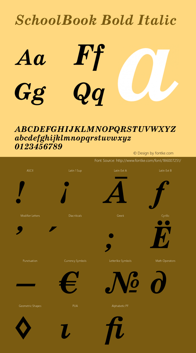 SchoolBook Bold Italic Version 001.000图片样张