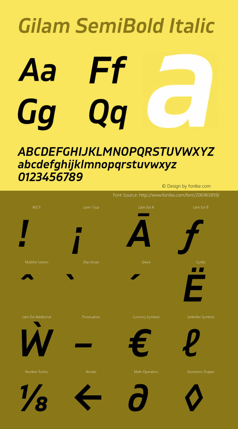 Gilam SemiBold Italic Version 1.000;PS 001.000;hotconv 1.0.88;makeotf.lib2.5.64775图片样张