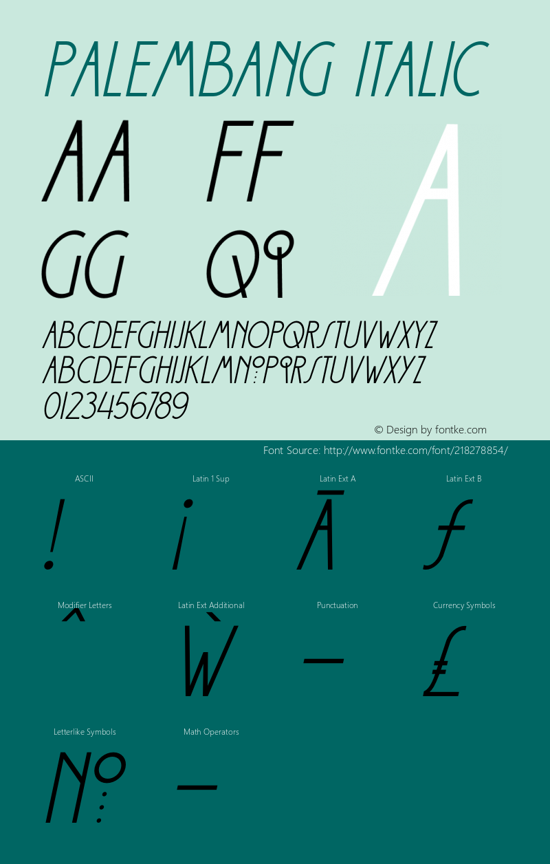 Palembang-Italic Version 1.000图片样张