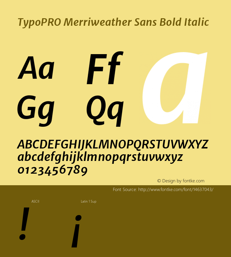 TypoPRO Merriweather Sans Bold Italic Version 1.000图片样张