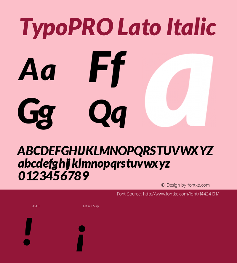 TypoPRO Lato Italic Version 1.105; Western+Polish opensource图片样张