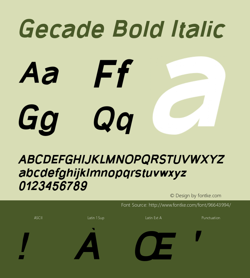 Gecade Bold Italic Version 1.001;Fontself Maker 3.5.2图片样张