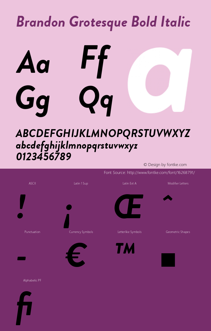 Brandon Grotesque Bold Italic Version 001.000图片样张