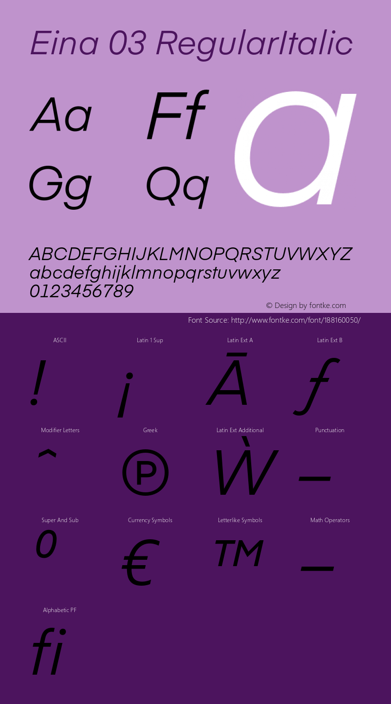 Eina03-RegularItalic Version 1.000图片样张