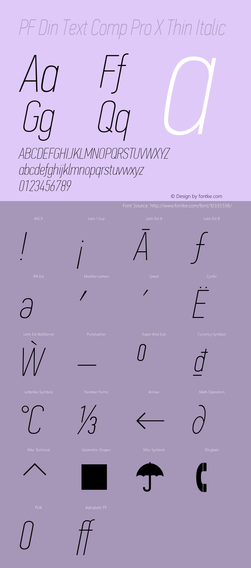 PF Din Text Comp Pro X Thin Italic Version 2.005 2005图片样张