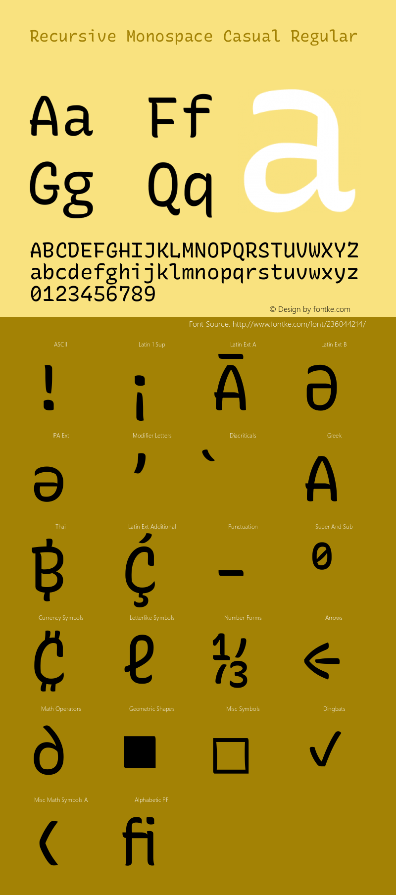 Recursive Monospace Casual Regular Version 1.085图片样张