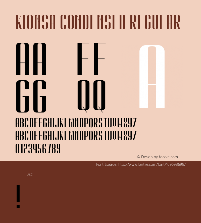 Kionsa Condensed Version 1.00;January 19, 2021;FontCreator 11.5.0.2430 64-bit图片样张