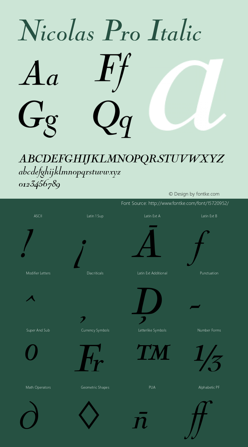 Nicolas Pro Italic Version 1图片样张