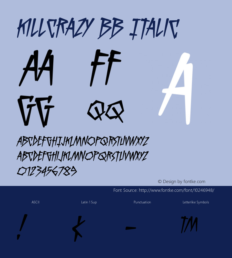 KillCrazy BB Italic Version 1.000图片样张