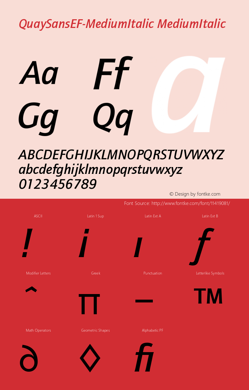 QuaySansEF-MediumItalic MediumItalic Version 001.001图片样张