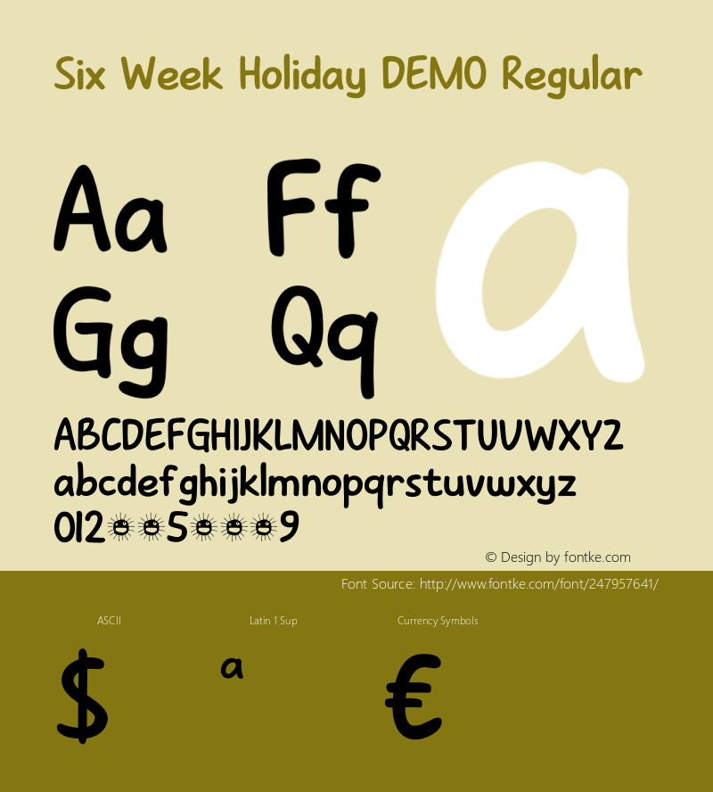 Six Week Holiday DEMO Regular Version 1.000;Glyphs 3.2 (3201)图片样张