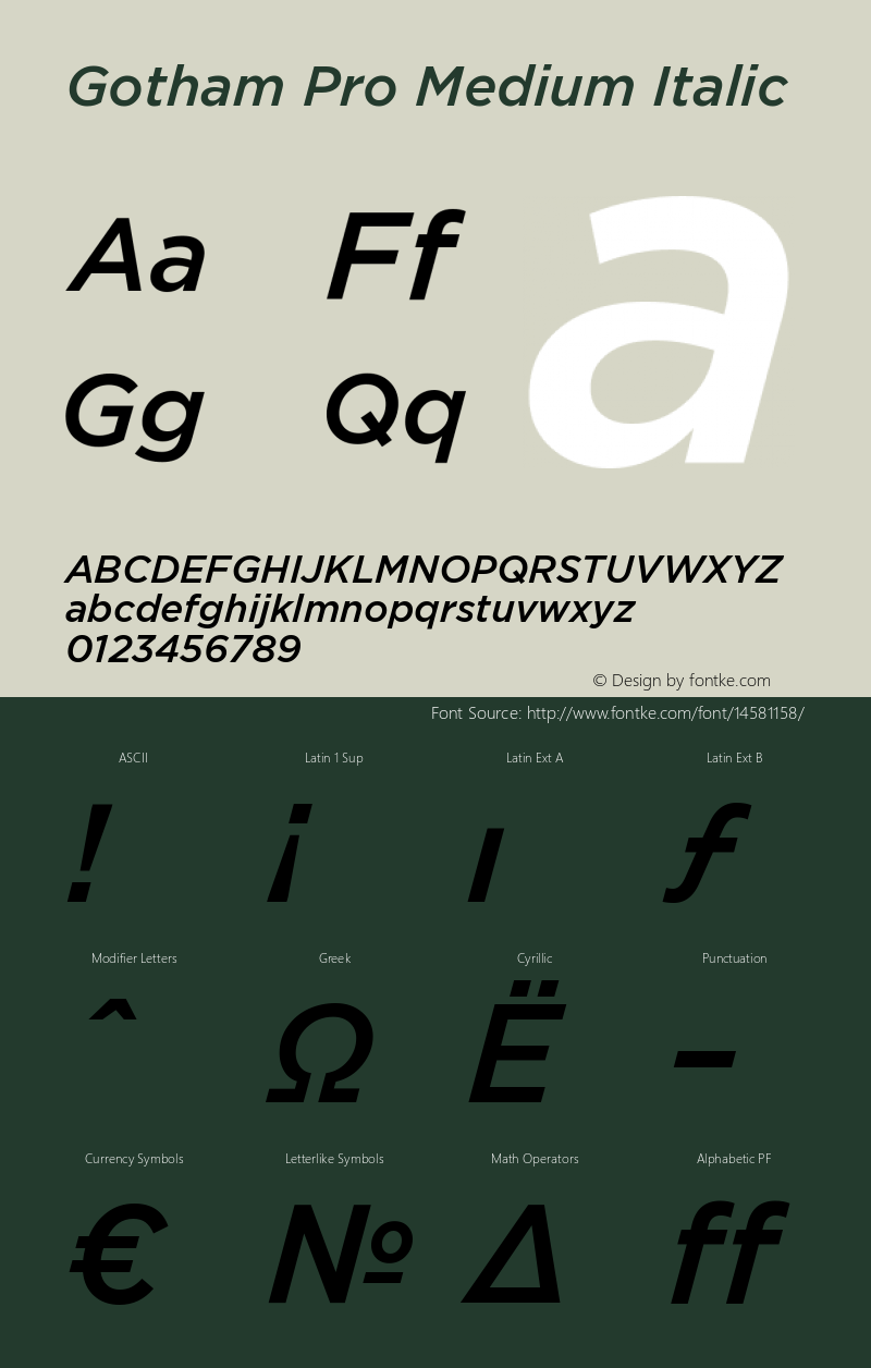 Gotham Pro Medium Italic Version 1.001图片样张