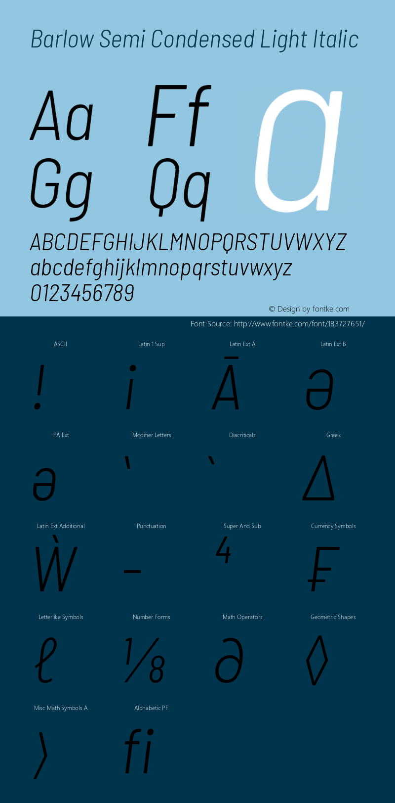 Barlow Semi Condensed Light Italic Version 1.408图片样张