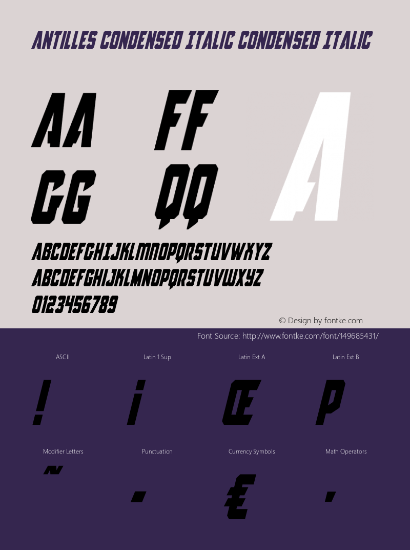 Antilles Condensed Italic Version 2.0; 2015图片样张