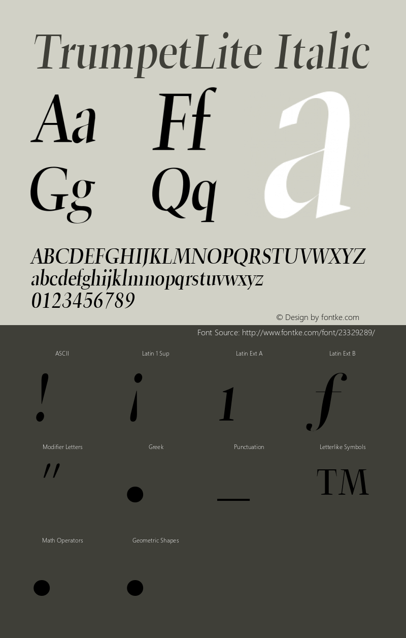 TrumpetLite Italic Version 2.1图片样张