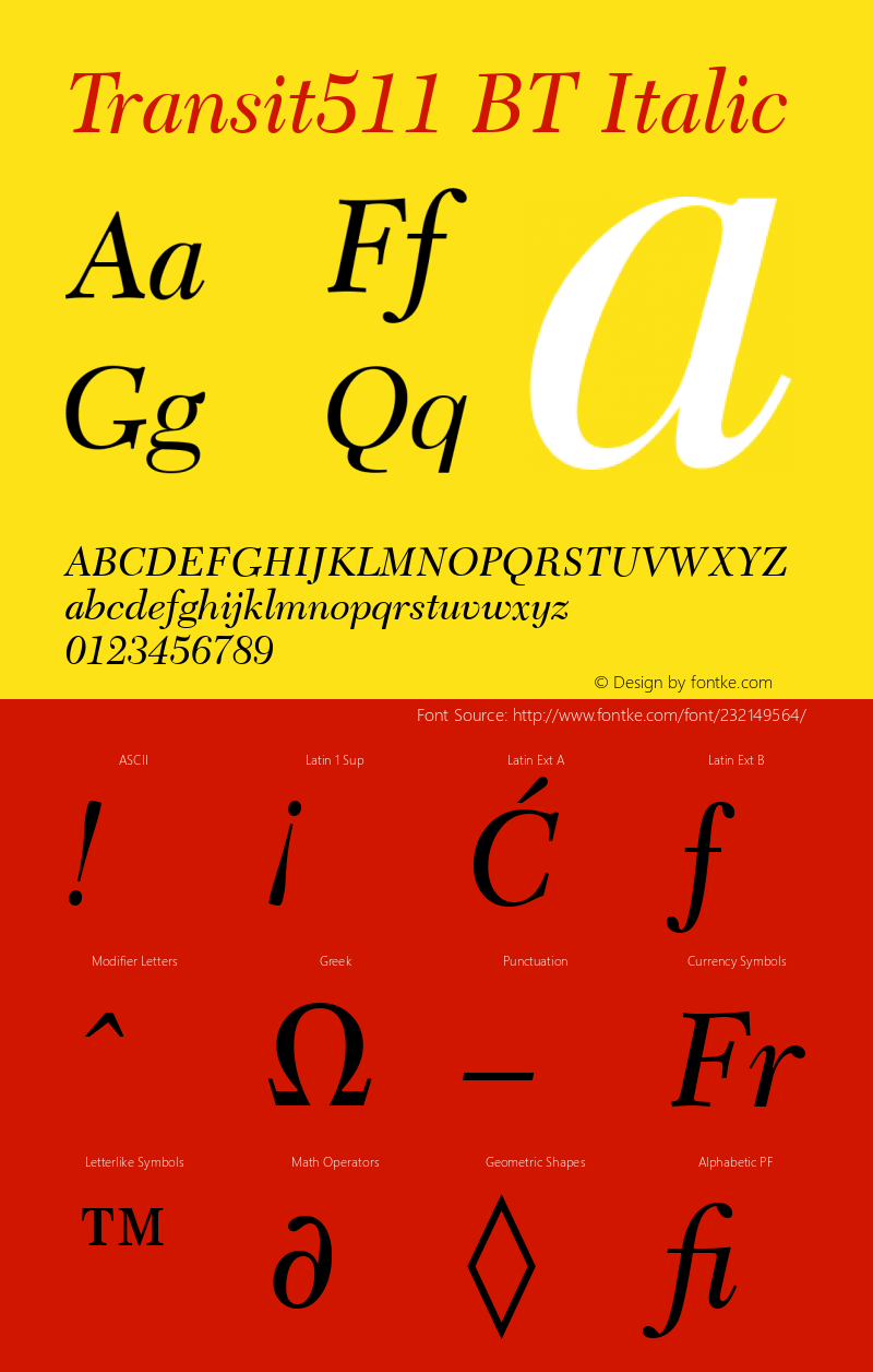 Transit511 BT Italic Version 1.01 emb4-OT图片样张