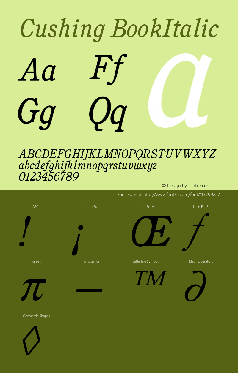 Cushing BookItalic Version 001.000图片样张