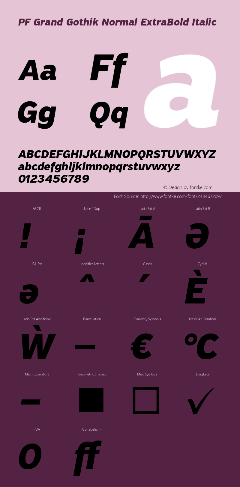 PF Grand Gothik Normal ExtraBold Italic Version 1.001 | web-ttf图片样张