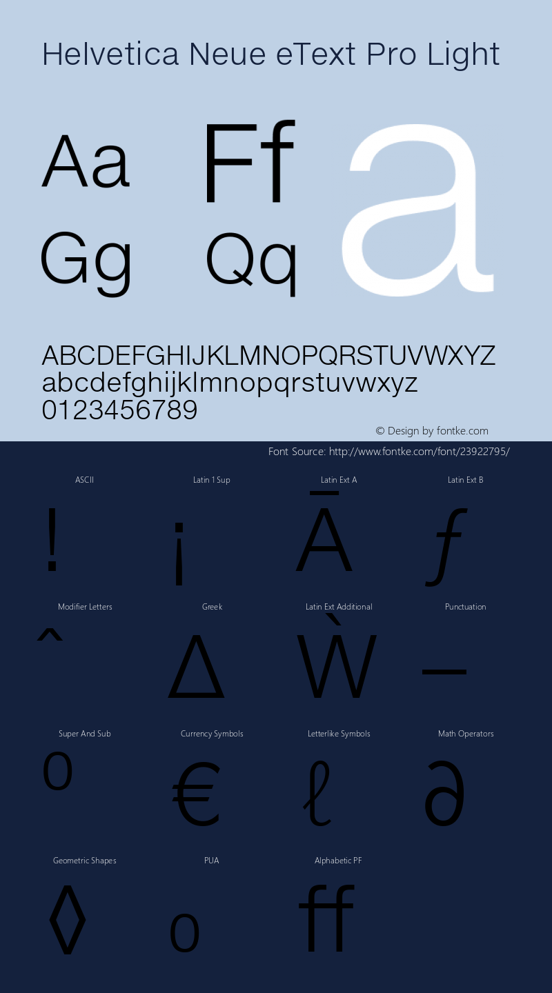 Helvetica Neue eText Pro Light Version 2.00图片样张