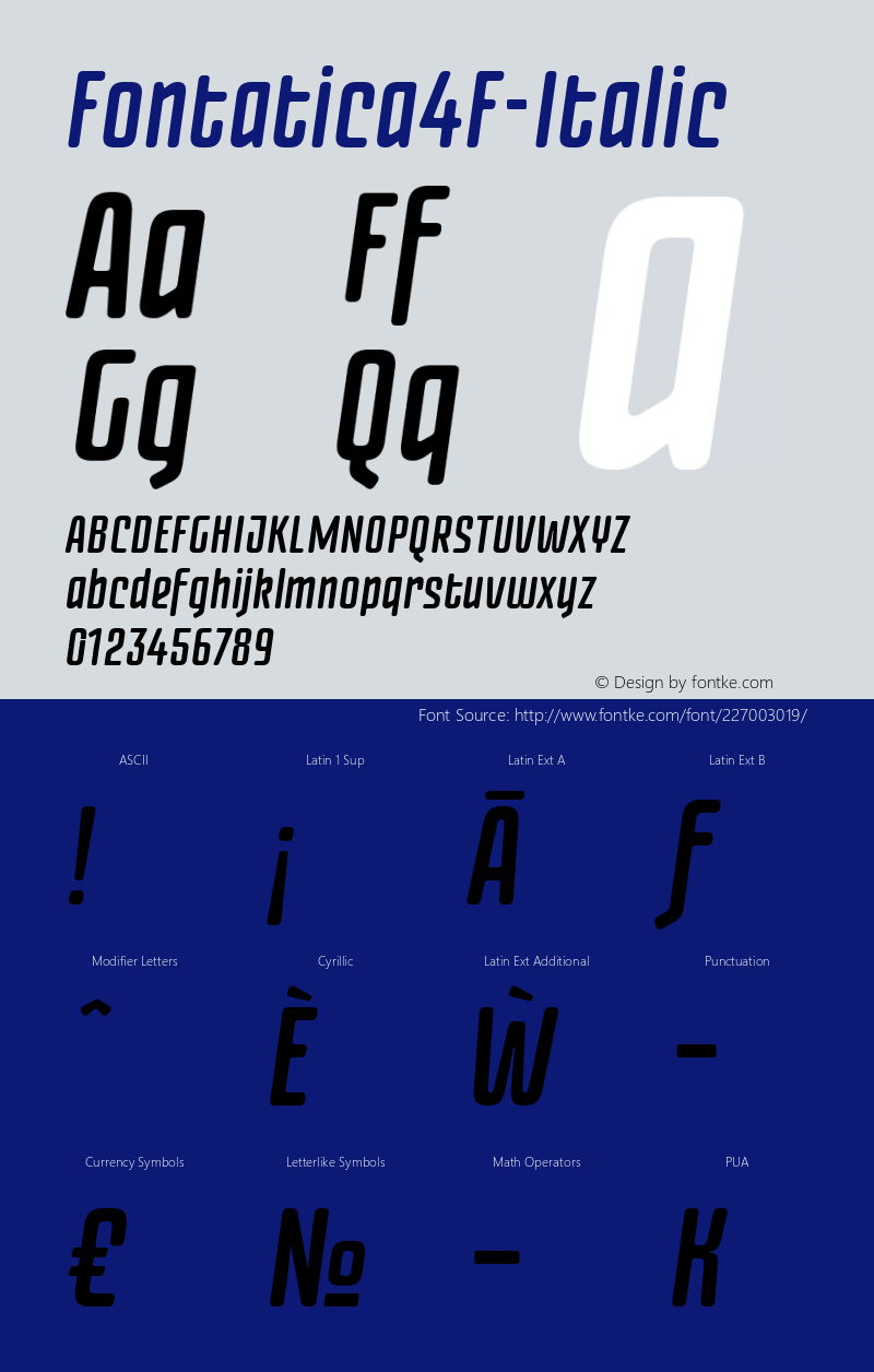 ☞Fontatica 4F Italic 1.0;com.myfonts.easy.4thfebruary.fontatica-4f.italic.wfkit2.version.3TVJ图片样张