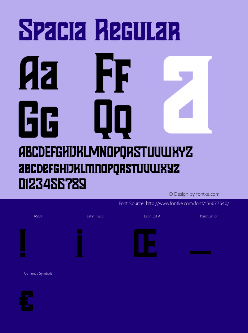 Spacia Regular Version 1.000;hotconv 1.0.109;makeotfexe 2.5.65596图片样张