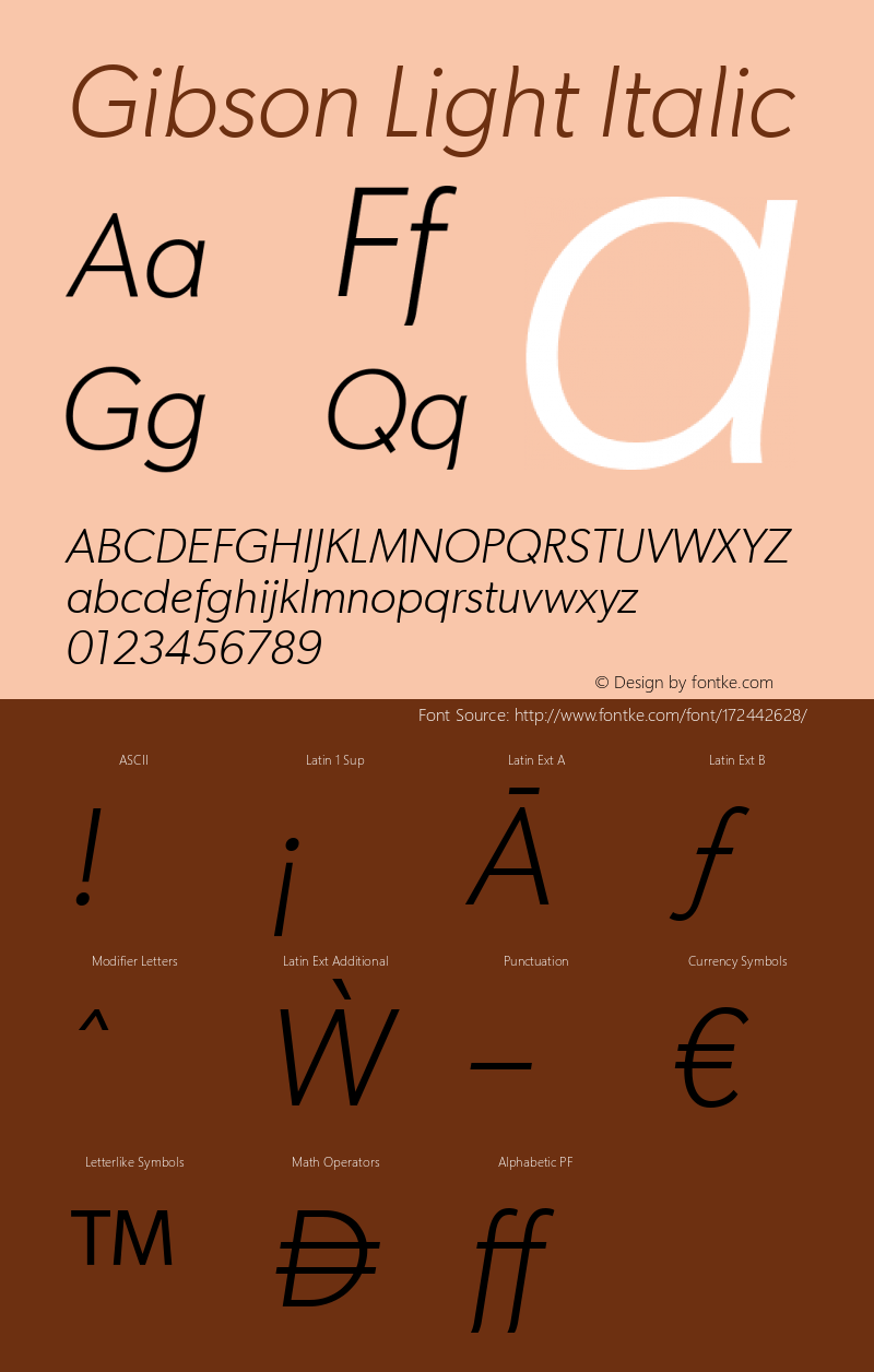 Gibson Light Italic Version 1.000 | web-TT图片样张