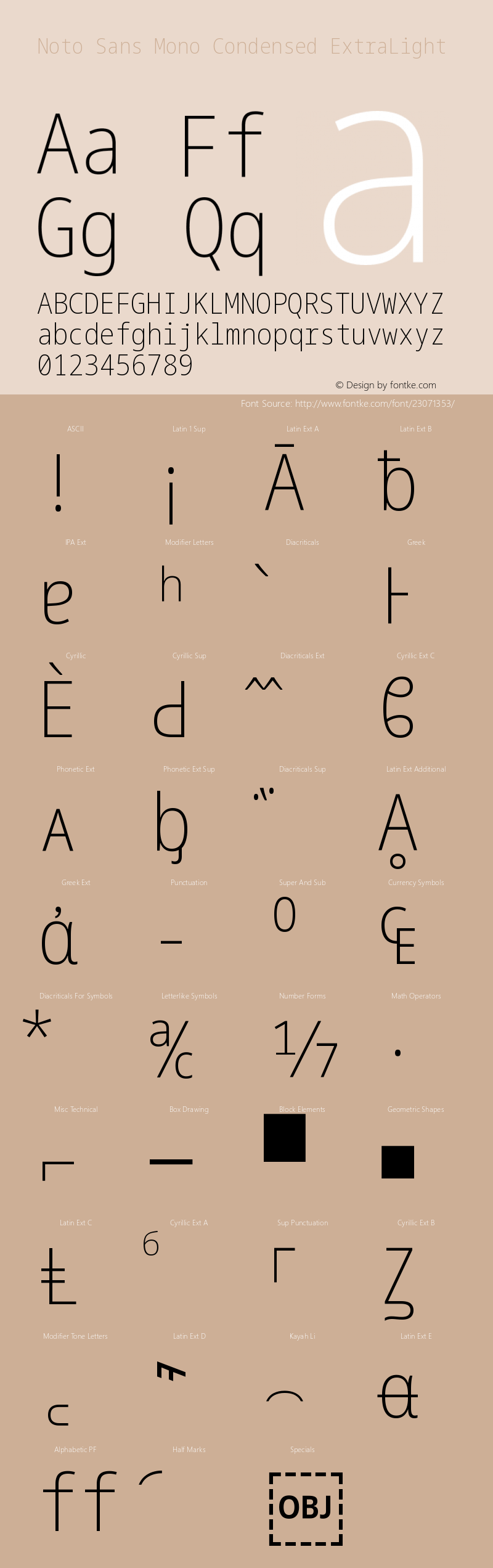 Noto Sans Mono Condensed ExtraLight Version 1.901图片样张