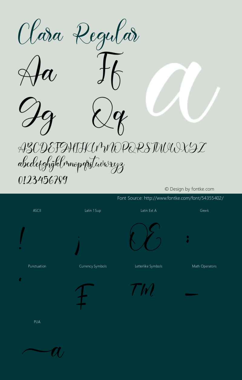 Clara Version 1.00;September 15, 2019;FontCreator 12.0.0.2545 64-bit图片样张