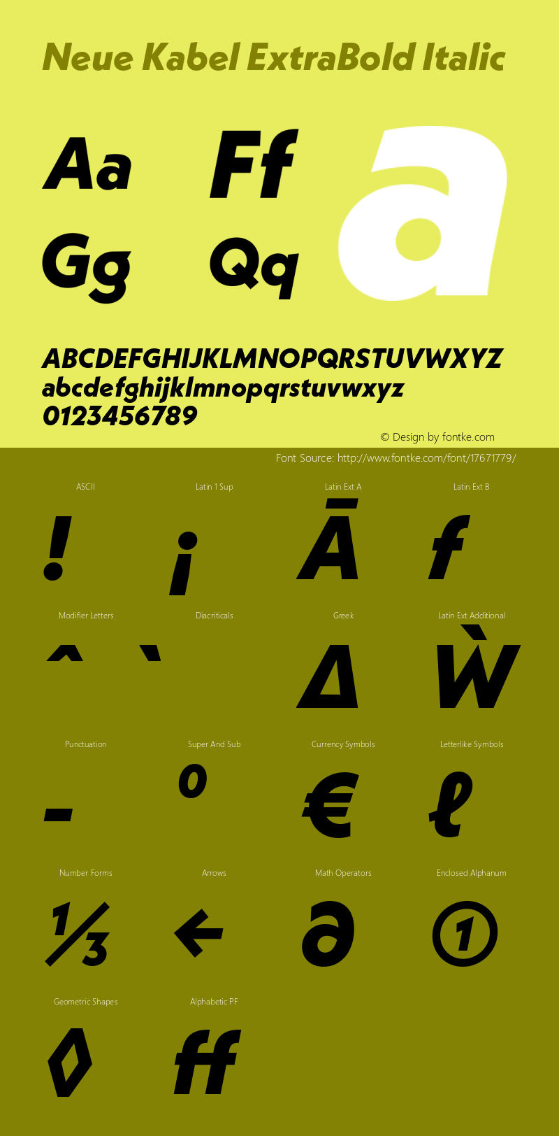 Neue Kabel ExtraBold Italic Version 1.00图片样张