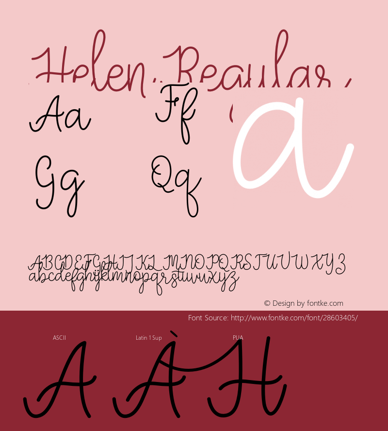 Helen Version 1.00;February 17, 2019;FontCreator 11.5.0.2430 64-bit图片样张