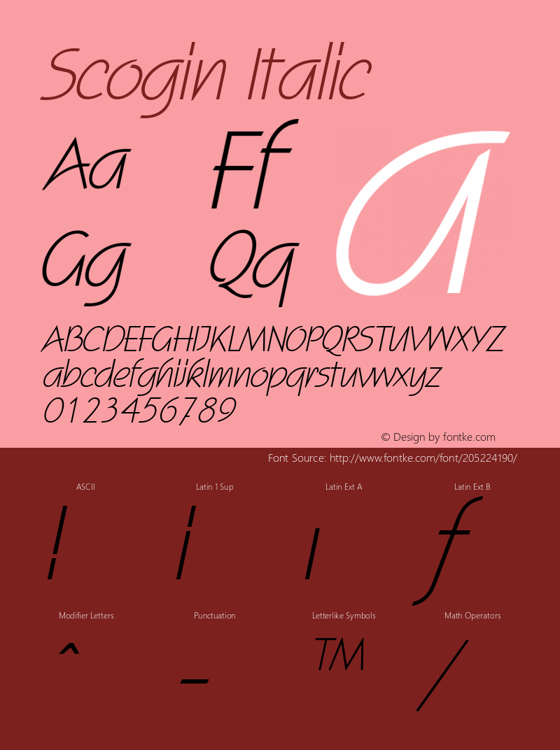 Scogin Italic Altsys Fontographer 3.5  7/17/96图片样张