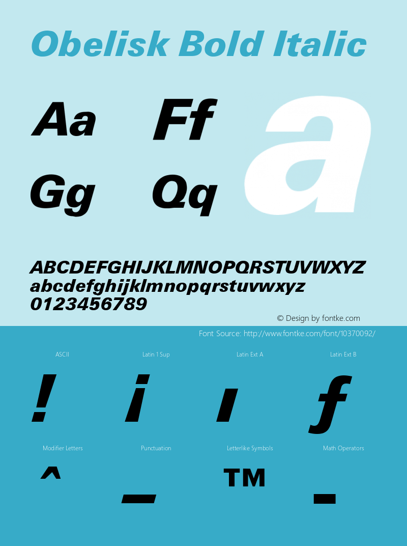 Obelisk Bold Italic Rev. 002.001图片样张