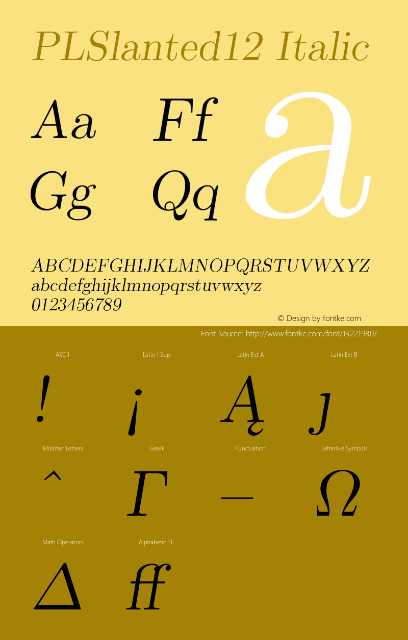 PLSlanted12 Italic Version 1.11图片样张