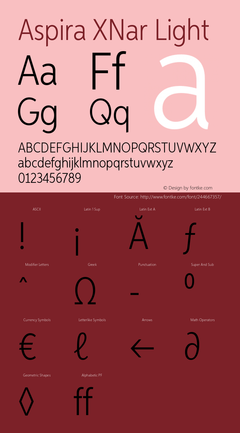 AspiraXNar-Light Version 1.05          UltraPrecision Font图片样张